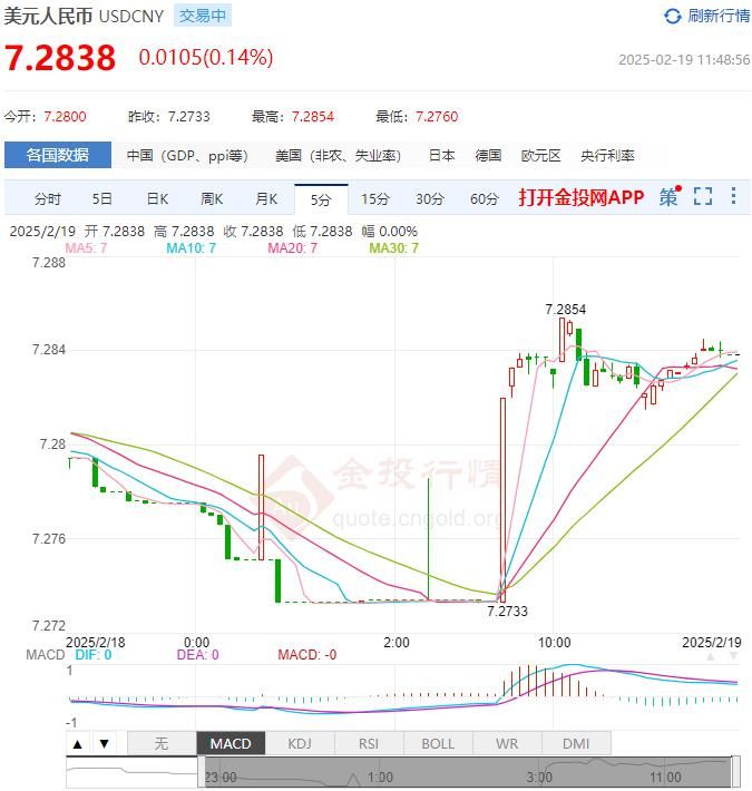 2025年02月19日：2月19日人民币对美元中间价报7.1705 较前一交易日下调8个基点